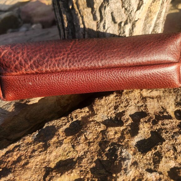 Portland Leather Goods Utility Pouch Nutmeg Brown 2 Tone Pebbled Zip Bag - Picture 4 of 8